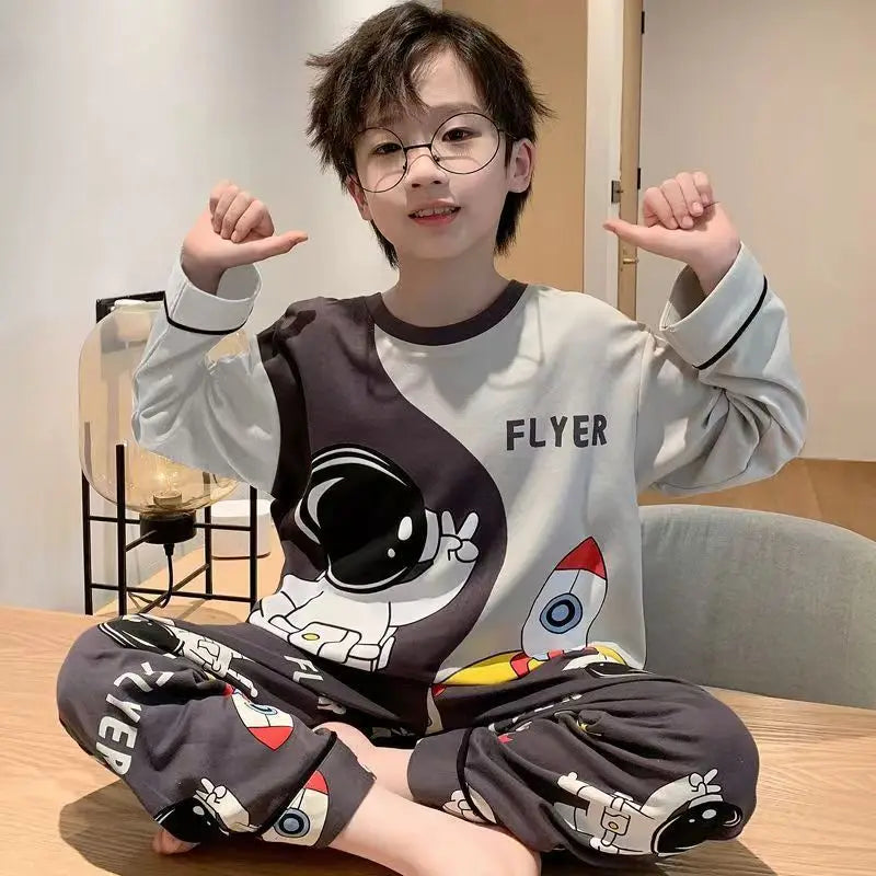 Kids Boys Pajama Sets - Soft Cotton Loungewear Sleepwear & Robe, Children's Pijama Clothes for Mother and Son