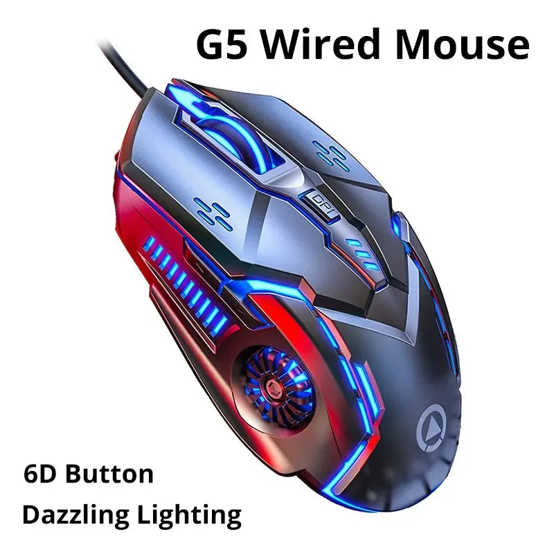 G5 Mute Wired Mouse Six Keys Luminous Game E-Sports Machinery Computer Accessories Gaming Mouse for Laptop Desktop