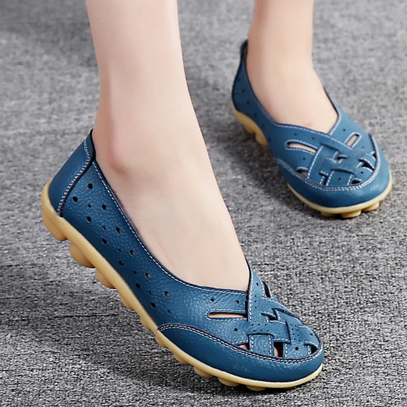 Sapatos Rasos para Mulher 2023 Novos Sapatos de Couro Respiráveis para Mulher Mocassins Sapatos Rasos de Couro Macio Sapatos Casuais Femininos Zapatos Para Mujeres