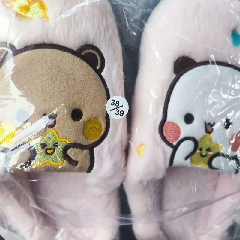  Bubu Dudu Bear Plush Slipper Cartoon Anime Winter Leisure Home Outdoor Anti Slip Thick Bottom Cotton Gift Leisure Shoes Gift
