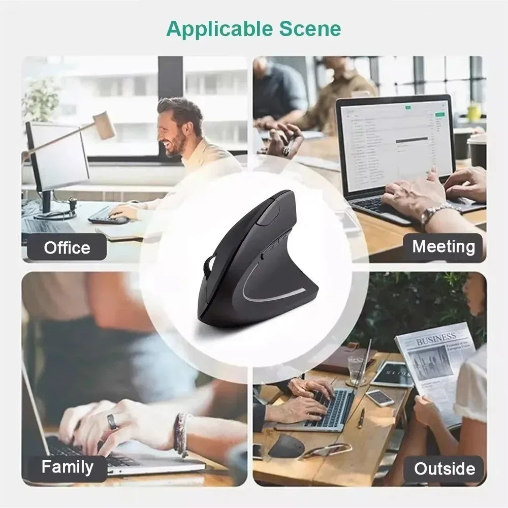 2.4GHz Wireless Vertical Mouse Ergonomic Optical Mice 3 Adjustable DPI 800/1200/1600 6 Buttons for Laptop PC Computer Desktop