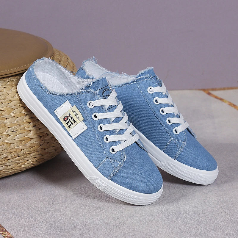 Spring Summer Women Canvas Sneaker Low Top Denim Sneakers Ladies Lace-Up Flat Canvas  Board Shoes Female sapatos femininos