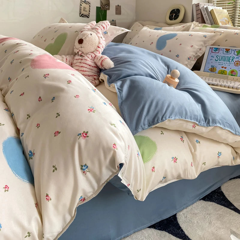 Vintage Floral Duvet Cover Set, 3pcs Botanical Bedding Garden Style Flowers Reversible Comforter Covers Luxury Soft Breathable