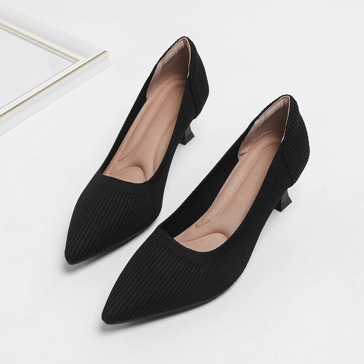Women's High Heels Fashion Pattern Soft Knitted Comfortable Breathable Shoes 2025 New (6cm High)