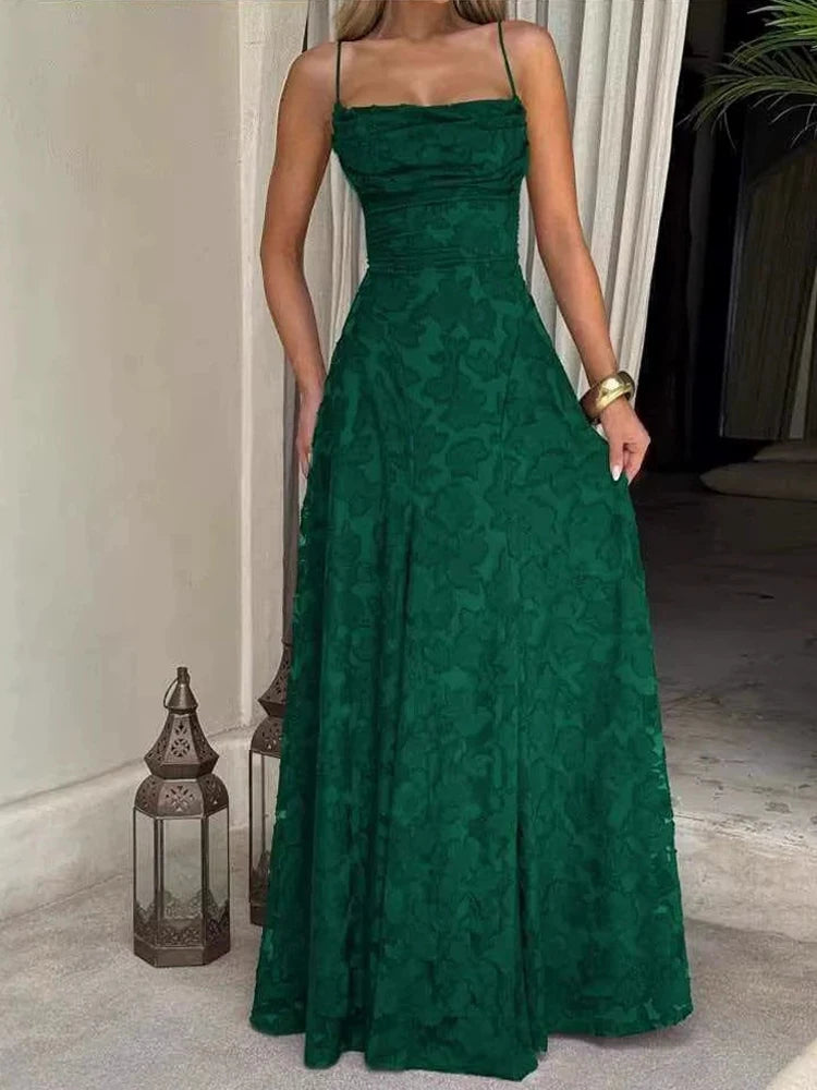 Vestido Maxi Bordado Floral 2026 para Mulher Vestidos de Festa de Verão Vestidos de Formatura Vestidos de Alças sem Costas Estilo Francês Vestido de Noite