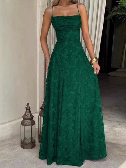 Vestido Maxi Bordado Floral 2026 para Mulher Vestidos de Festa de Verão Vestidos de Formatura Vestidos de Alças sem Costas Estilo Francês Vestido de Noite