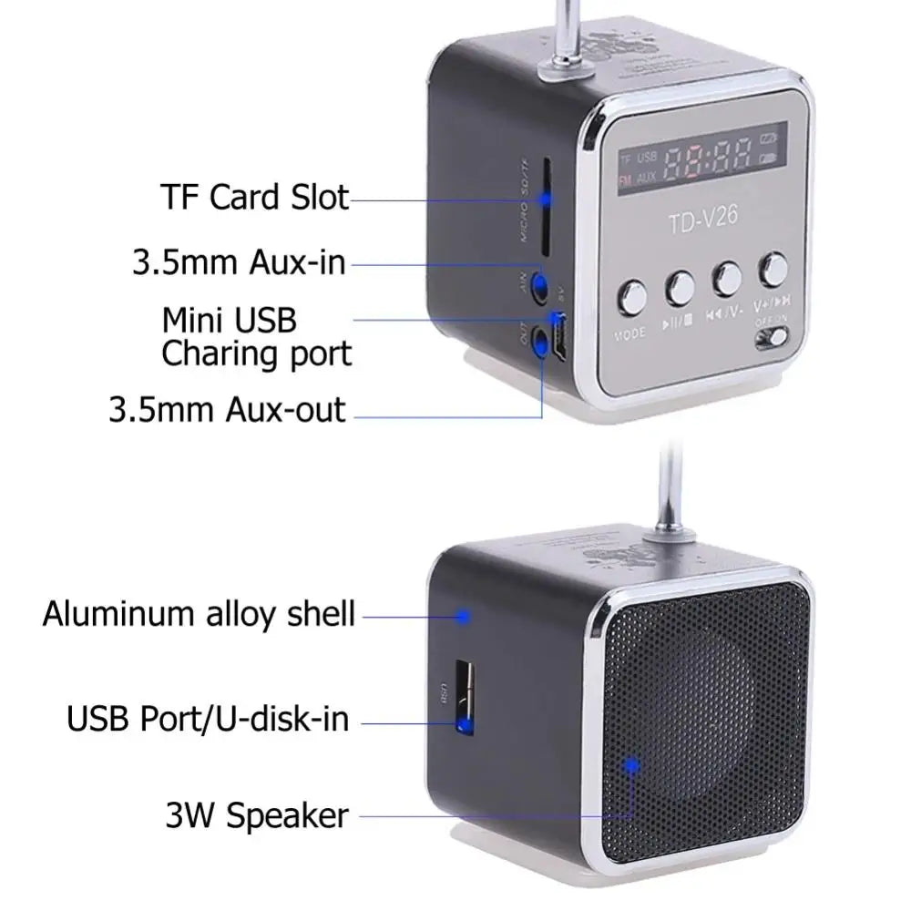 Mini Radio FM Bluetooth Speaker Portable Small Wireless Music Sound Box Bocina MP3 Player Coluna Column Bluetooth Caixa De Som
