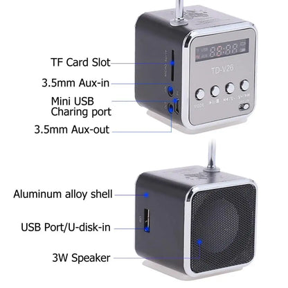 Mini Radio FM Bluetooth Speaker Portable Small Wireless Music Sound Box Bocina MP3 Player Coluna Column Bluetooth Caixa De Som
