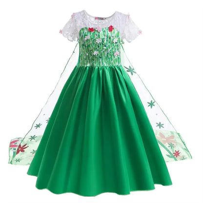 Traje da Elsa para Meninas Vestido Verde de Festa de Aniversário Fantasia Crianças Cosplay Vestido de Princesa para Festa de Carnaval Vestidos Infantis