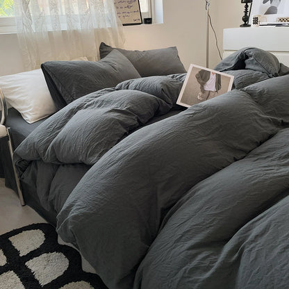 Fashion Dark Gray Duvet Cover Sets Brushed Quilt Covers Single Double Queen Bedding Sets Pillowcase Boys Solid Comforter Cover
