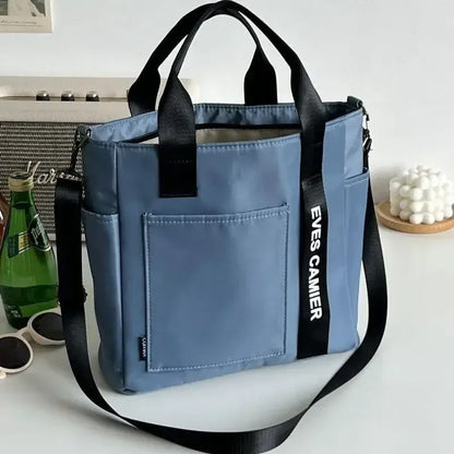 Nova Mala de Ombro Casual de Grande Capacidade em Nylon Impermeável de Lona, ​​Bolsa de Mão Simples e Moderna para Estudantes
