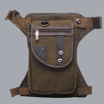 Bolsa de Cintura Masculina para Perna de Motociclista em Nylon/Lona Militar/Assalto Bolsa de Perna de Anca Masculina Transversal com Cinto