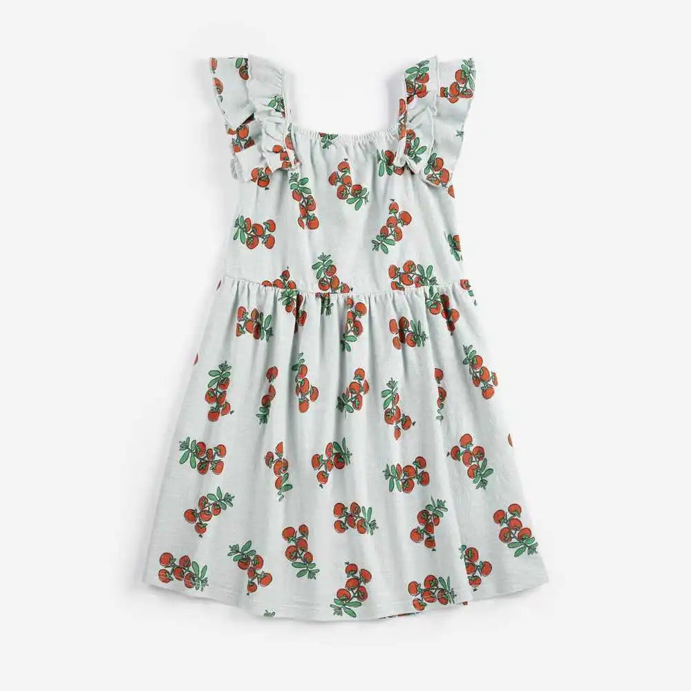 Vestido Meninas Fashion 2026 Primavera Verão Estampado Flores Vestidos Fashion Bebé Crianças Saia Série Roupa