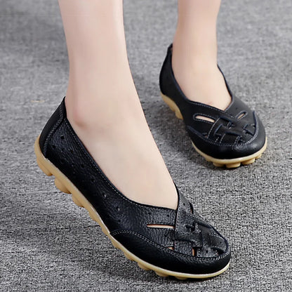 Sapatos Rasos para Mulher 2023 Novos Sapatos de Couro Respiráveis para Mulher Mocassins Sapatos Rasos de Couro Macio Sapatos Casuais Femininos Zapatos Para Mujeres