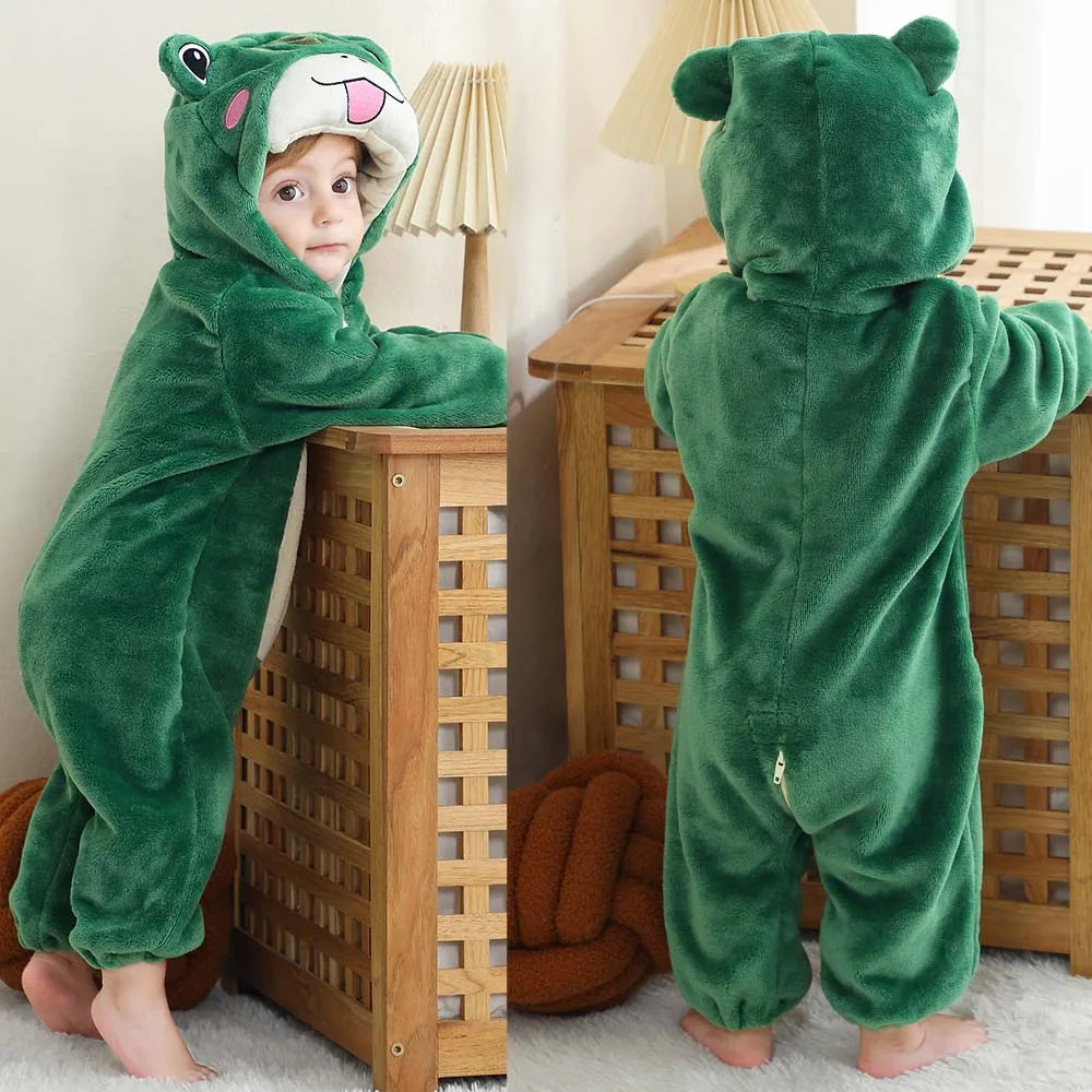 Toddler Boys Girls Kigurumi Pajamas 0-4 Years Children Sleepwear Winter Baby Rompers Infant Flannel Warm Clothes Animal Onesies