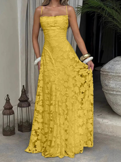 Vestido Maxi Bordado Floral 2026 para Mulher Vestidos de Festa de Verão Vestidos de Formatura Vestidos de Alças sem Costas Estilo Francês Vestido de Noite