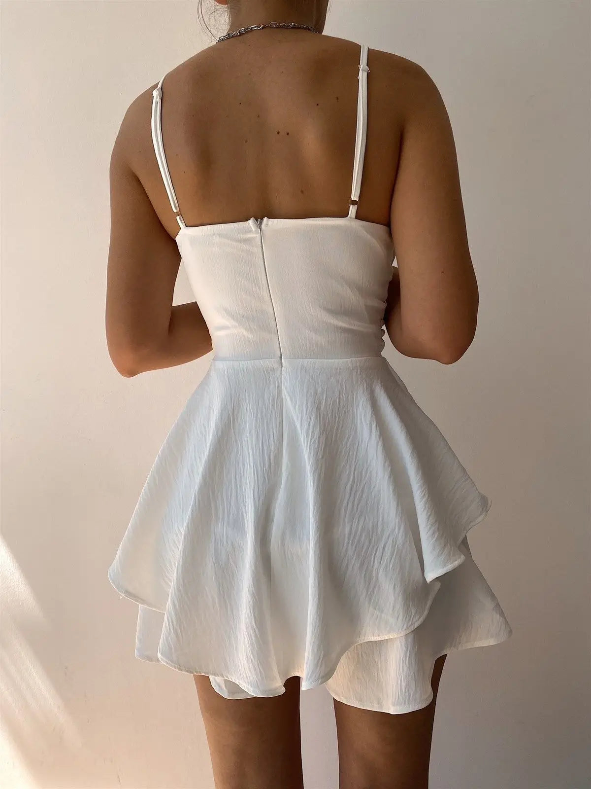 Vestidos Sexy de Alças Finas Y2k Fatos-Macacos Sólidos com Folhos Macacões Casuais de Verão com Costura Peças de Roupa Elegantes Femininas