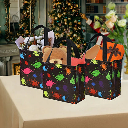 4/10/20 Pieces Colorful  Non-woven Printed Hand-Held Gift Bags Festive Party Packaging Bags Shopping Bags