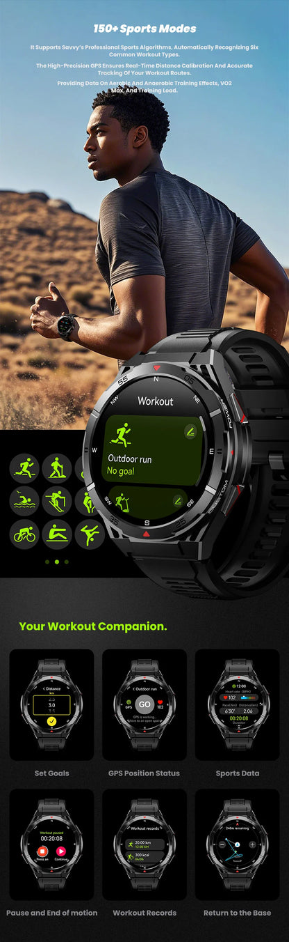 2026 new smart watch 1.43-inch high-definition AMOLED screen supports Bluetooth calls, GPS positioning, health monitoring