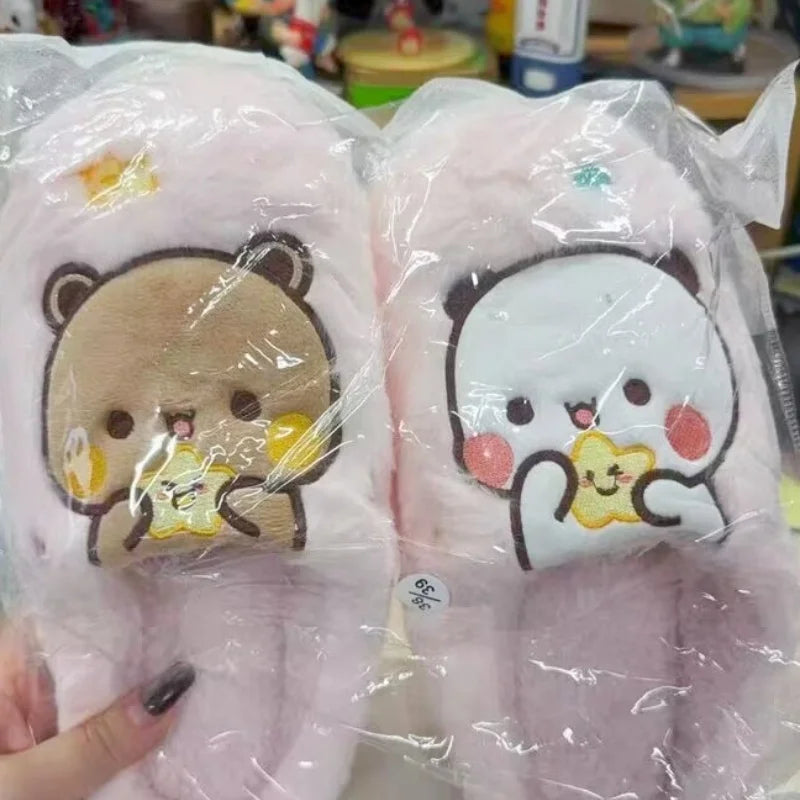  Bubu Dudu Bear Plush Slipper Cartoon Anime Winter Leisure Home Outdoor Anti Slip Thick Bottom Cotton Gift Leisure Shoes Gift