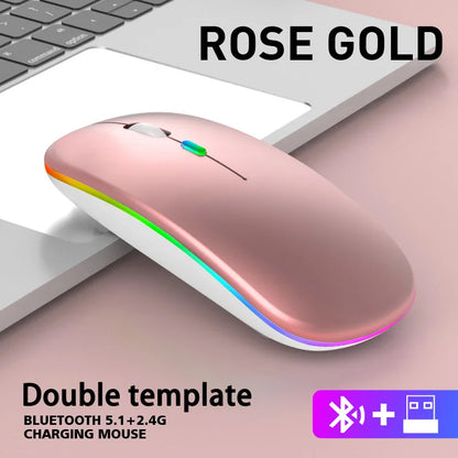 Wireless Mouse RGB Rechargeable USB 2.4GHz Bluetooth Mice Wireless Computer Mause LED Backlit Ergonomic Gaming Mouse For Laptops