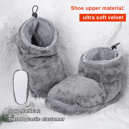 USB Heater Foot Shoes Winter Warm Snow Boots Comfortable Plush Warm Electric Slippers Winter Warming Slipper for Women Men