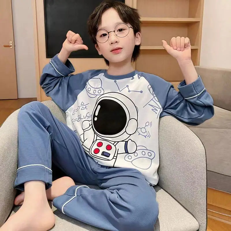 Kids Boys Pajama Sets - Soft Cotton Loungewear Sleepwear & Robe, Children's Pijama Clothes for Mother and Son