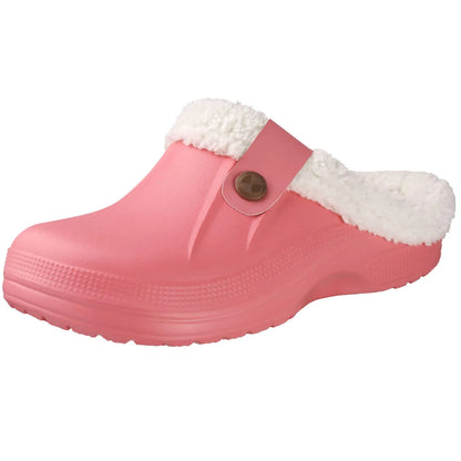 CRACOMIN Tamancos Forrados a Pelo Mulher Homem Sapatos de Jardim Impermeáveis Chinelos Felpudos de Inverno Sapatos de Quarto de Pelúcia Tamancos de Pelo Modernos para Exterior