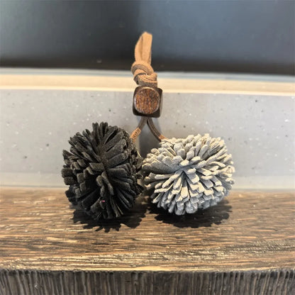 Maillard Flower Pine Cone Pom-Pom Tassel Shoelaces with Wood Beads Kangaroo Charm Unisex Sneaker Accessory 1 PCS