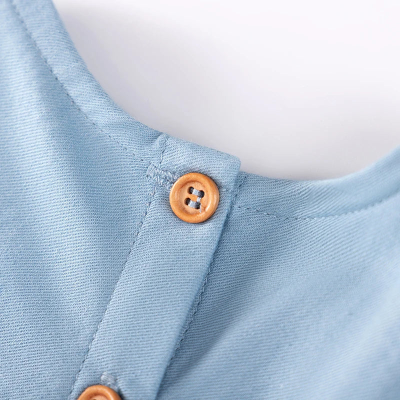 Little maven Vestidos de verão sem mangas para meninas, vestidos casuais infantis, vestidos de ganga com cerejas, roupa para crianças, presentes de Natal
