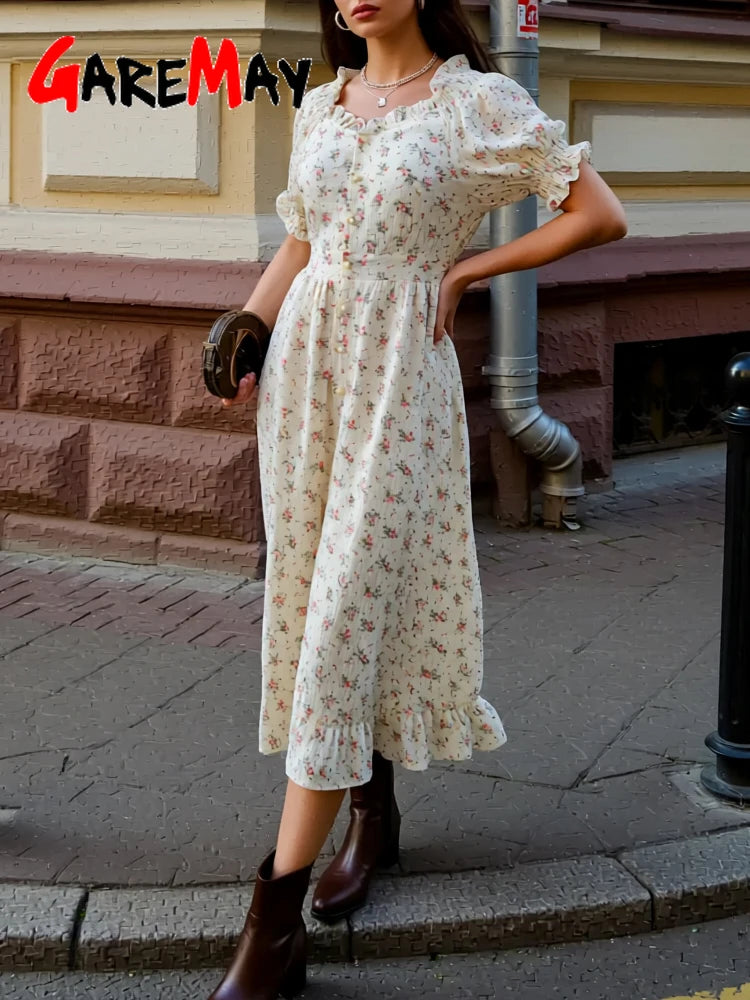 Elegante Vestido de Verão para Mulher em Algodão 100% Vintage Leve Midi Vestidos Muçulmanos Bonitos Longo Casual Vestido Branco para Mulher 2026