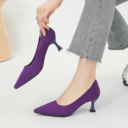 Women's High Heels Fashion Pattern Soft Knitted Comfortable Breathable Shoes 2025 New (6cm High)