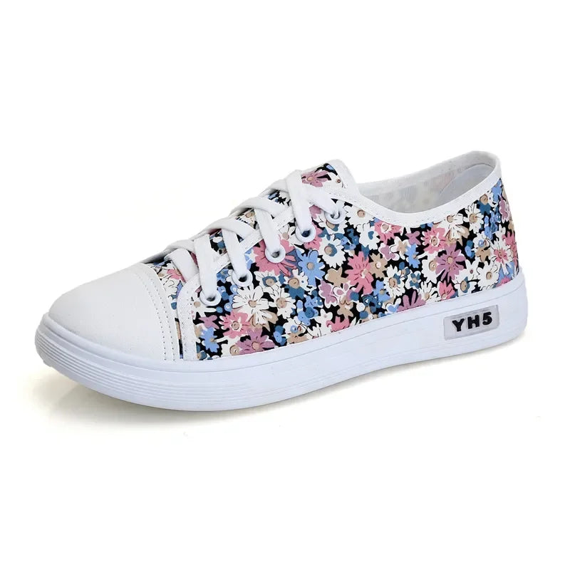 Sapatos Feminas Women Light Weight Green Floral Pattern Slip on Anti Skid Canvas Shoes Student School Red Cool Work Shoes A158