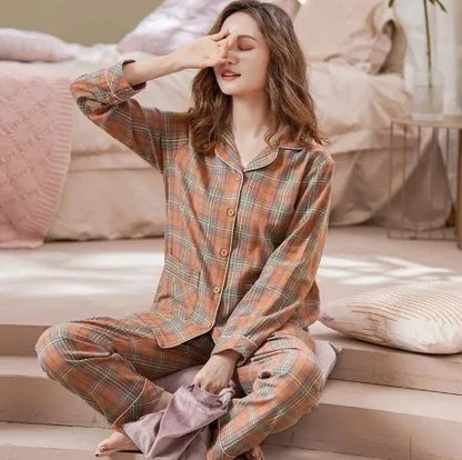 100% Pure Cotton Long Sleeve Sleepwear Set for Elderly Women Spring Summer Autumn Home Clothes Outwear Comfortable Home Suit