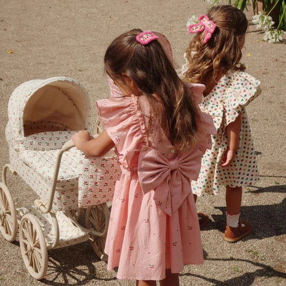 Verão 2026 Meninas KS Vestido Estampado de Bolinhas Roupa de Férias Menina Camisolas de Manga Comprida Calças Estilo Preppy Infantil Vestidos Conjunto de Roupa para Crianças