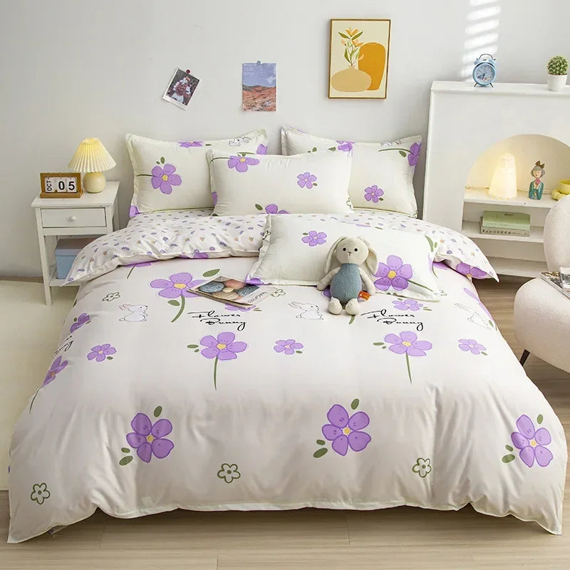 Cute Cartoon Print Duvet Cover 220x240 Lovely Pattern Adults Kids Quilt Cover AB Double-sided Comforter Covers No Pillow Cases