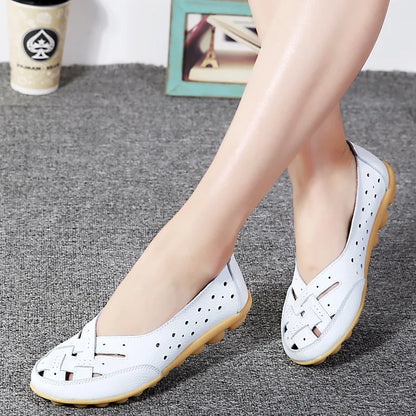 Sapatos Rasos para Mulher 2023 Novos Sapatos de Couro Respiráveis para Mulher Mocassins Sapatos Rasos de Couro Macio Sapatos Casuais Femininos Zapatos Para Mujeres