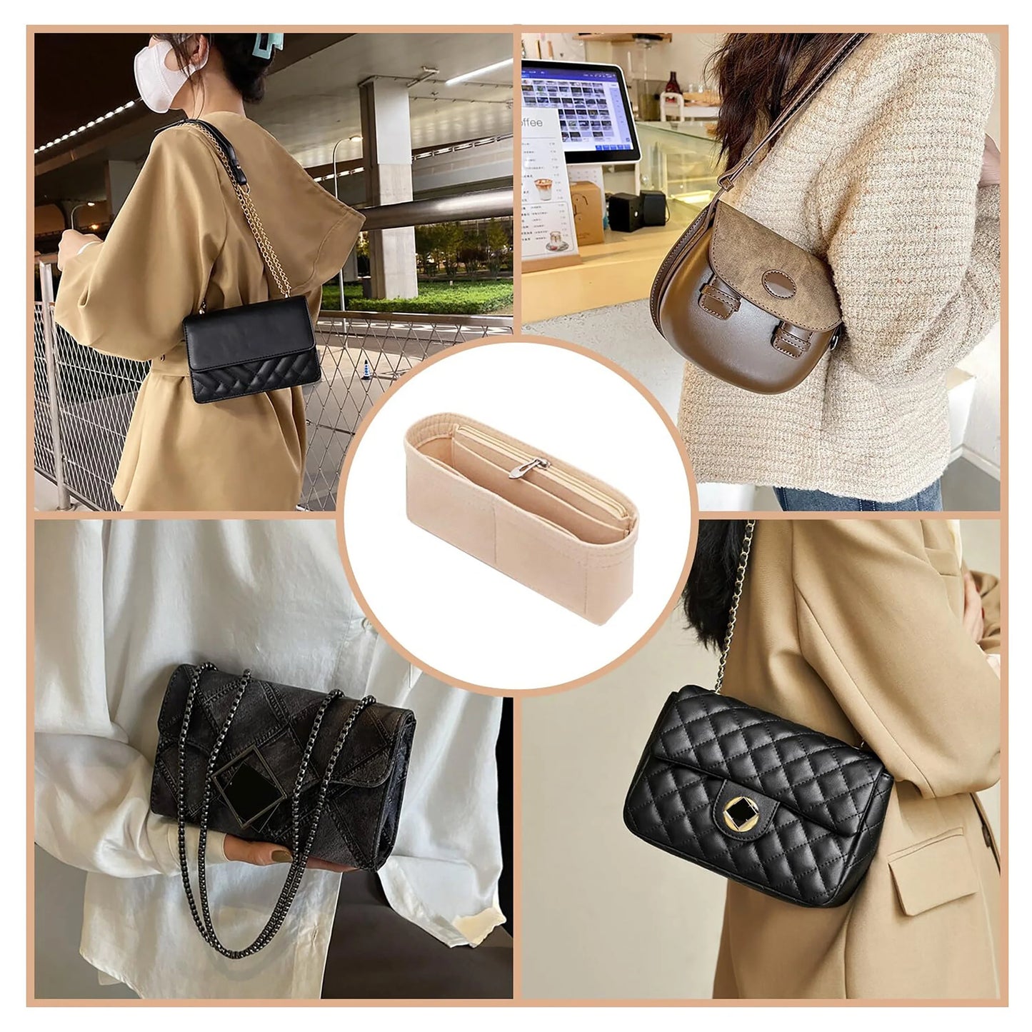 Felt Insert Bag Organizer, Makeup Organizers, Liner Perfect for Brand Women's Handbags For And Cosmetic Bags