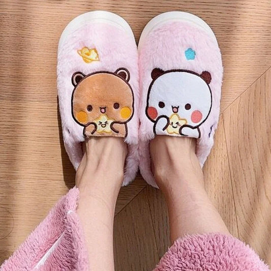  Bubu Dudu Bear Plush Slipper Cartoon Anime Winter Leisure Home Outdoor Anti Slip Thick Bottom Cotton Gift Leisure Shoes Gift
