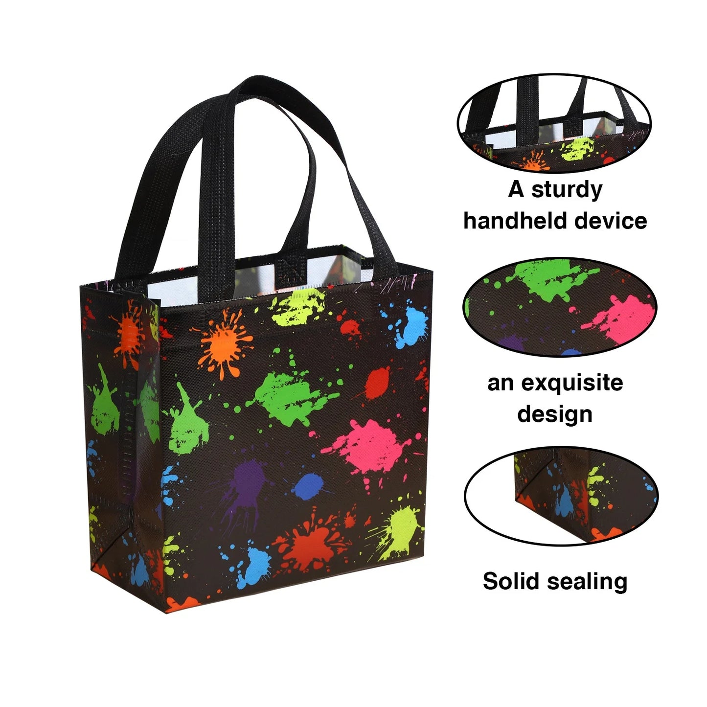 4/10/20 Pieces Colorful  Non-woven Printed Hand-Held Gift Bags Festive Party Packaging Bags Shopping Bags