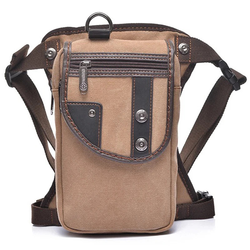 Bolsa de Cintura Masculina para Perna de Motociclista em Nylon/Lona Militar/Assalto Bolsa de Perna de Anca Masculina Transversal com Cinto