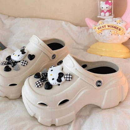 Sanrio Hello Kitty Anime  Slippers Japanese Kawaii Slipper Anti-Slip Beach Pattern Breathable Cartoon Light Rubber Sweet Outdoor