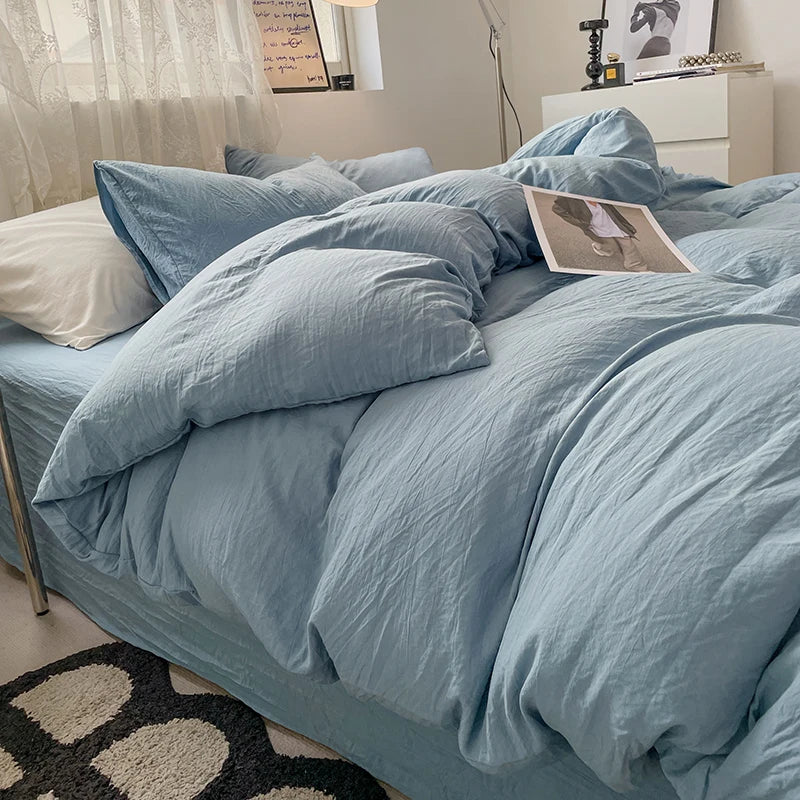 Fashion Dark Gray Duvet Cover Sets Brushed Quilt Covers Single Double Queen Bedding Sets Pillowcase Boys Solid Comforter Cover
