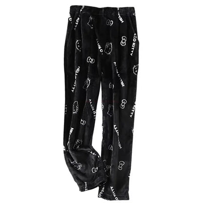 Winter Y2K Kitty Cat Pajamas Pants KT Anime Women's Pajama Pants Cartoon Fashion Home Sleepwear Trousers Leisure Home Clothing