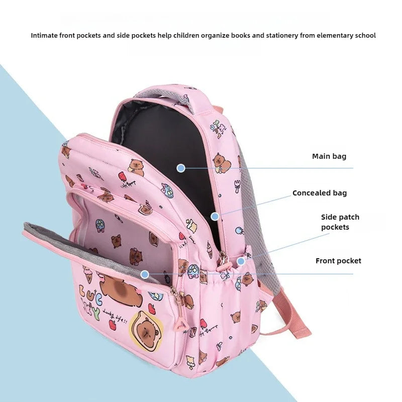 Capybara Colorful Backpack 3Pcs/Set for Women Casual School Bags with Lunch Bag Girl Boy Student Teenager Rucksack