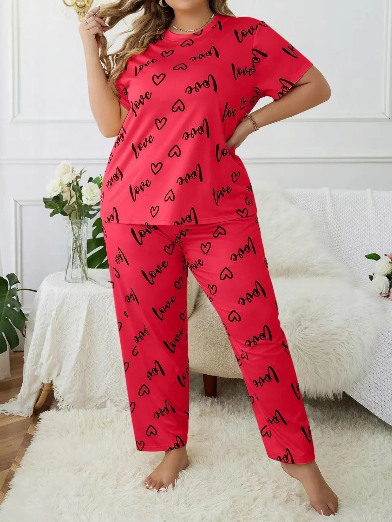 Plus size Women's Pajamas Set Sleepwear Spring Long Sleeve Tops Shorts Home Clothes  Pyjama Femme Loungewear Pijama Mujer
