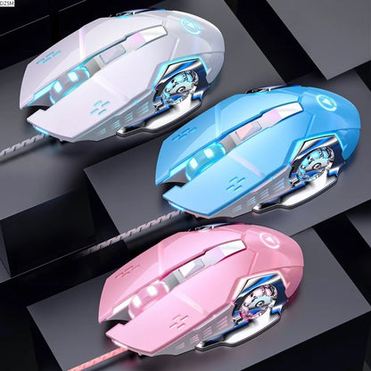 Rato Com Fio com Luzes Coloridas Rato USB Iluminado a 7 Cores Rato Mecânico com Som Rato Mecânico Acessórios de Computador