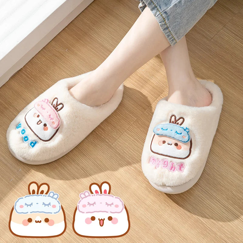  Bubu Dudu Bear Plush Slipper Cartoon Anime Winter Leisure Home Outdoor Anti Slip Thick Bottom Cotton Gift Leisure Shoes Gift