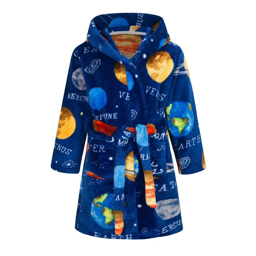 Winter Christmas Bath Robe For Girls Pajamas Animal Hooded Robes Children Dressing Gown Boys Sleepwear Kids Bathrobe 6 8 10 12Y