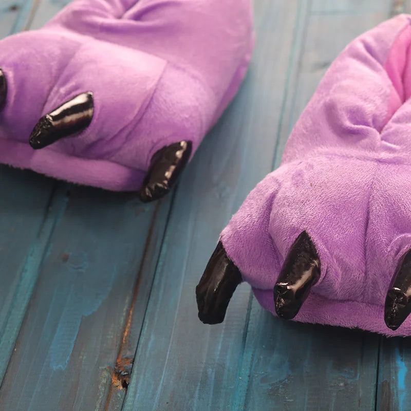 Winter Warm Soft Indoor Floor Slipper Women Men Shoes Paw Funny Animal Christmas Monster Claw Plush Home Onesie Shoes for Couple